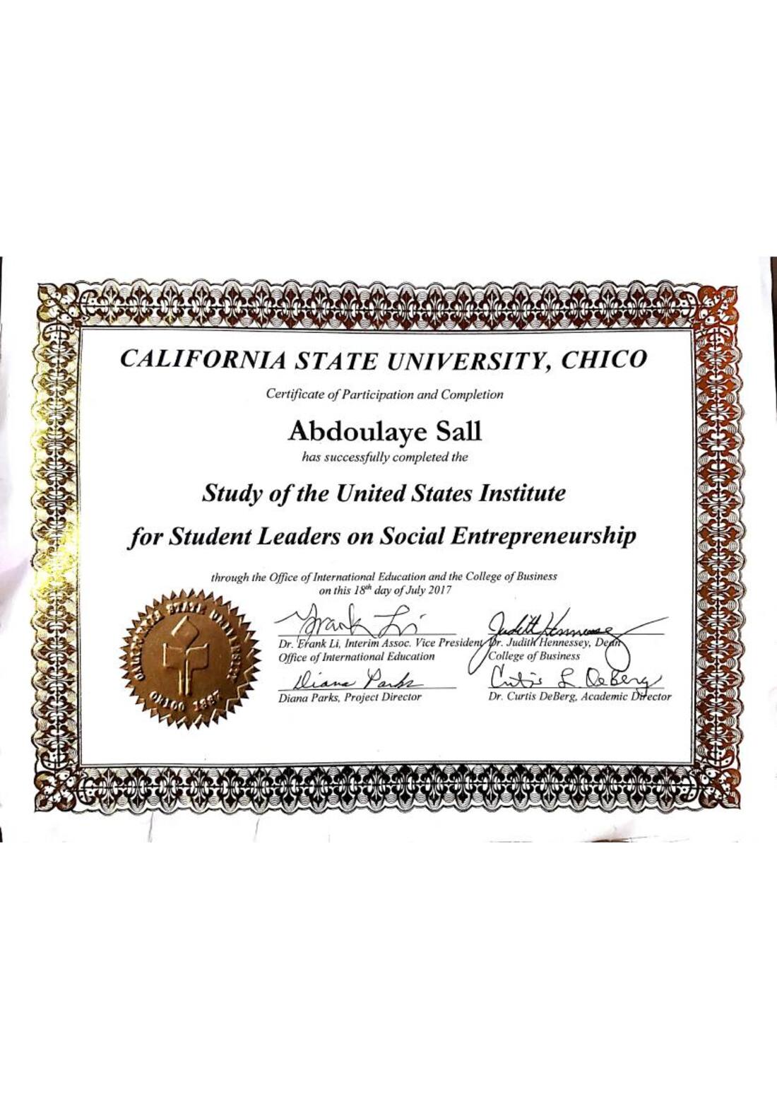 Certificate of Completion